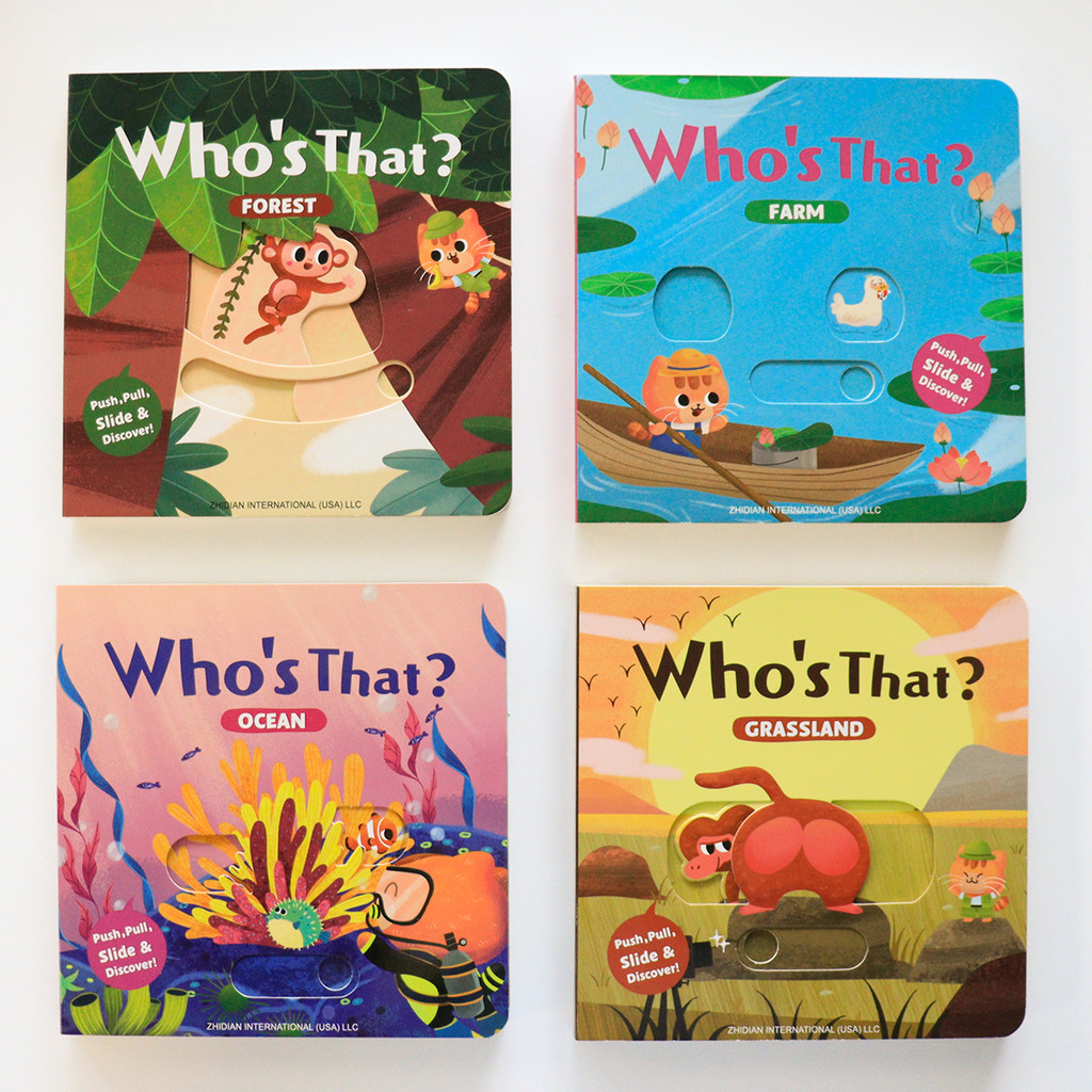 Farming & Agriculture Word Stacks - Who’s That? Push-Pull-Slide Board Books —4-Book