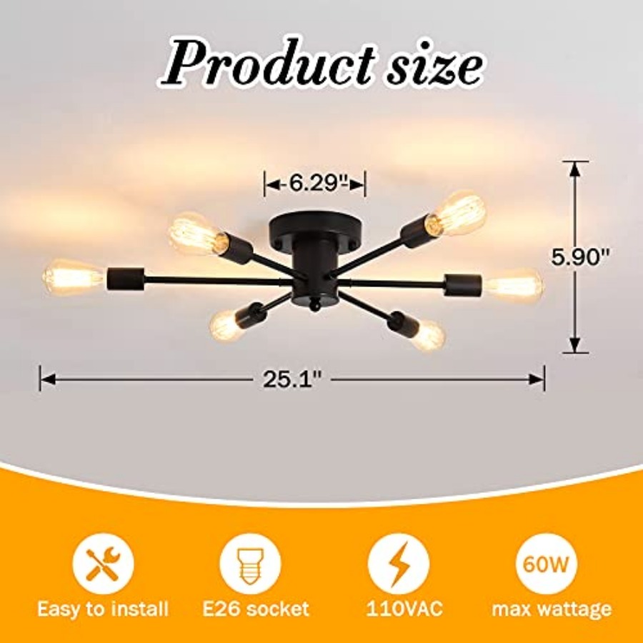 6 Lights Sputnik Semi Flush Mo - Farming & Agriculture Word Stacks avis et prix